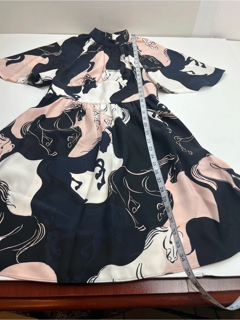 Kate Spade Wild Ones Stallions Crepe Dress Womens Size 2 Horses Pink Black
